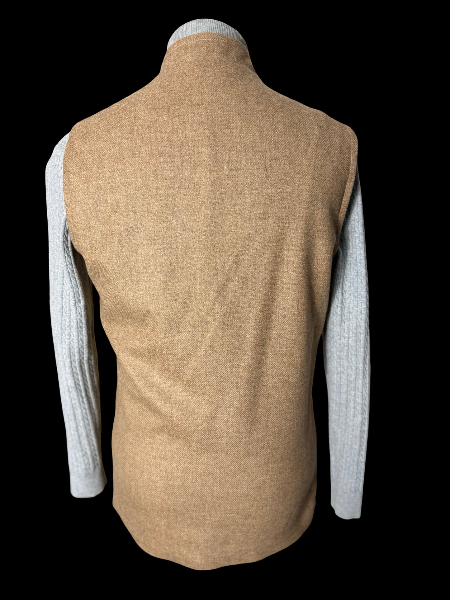Men’s Barrington & Ayre Moon Merino Wool Gilet 38” Nehru Collar Brown RRP £495