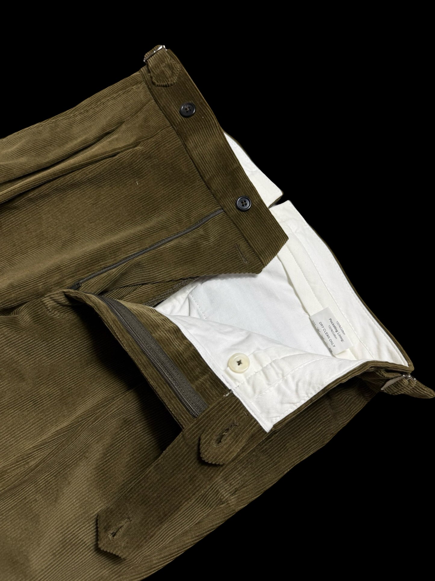 Natalino Moss Green Corduroy Pleat Front Trousers W30x30” RRP £185