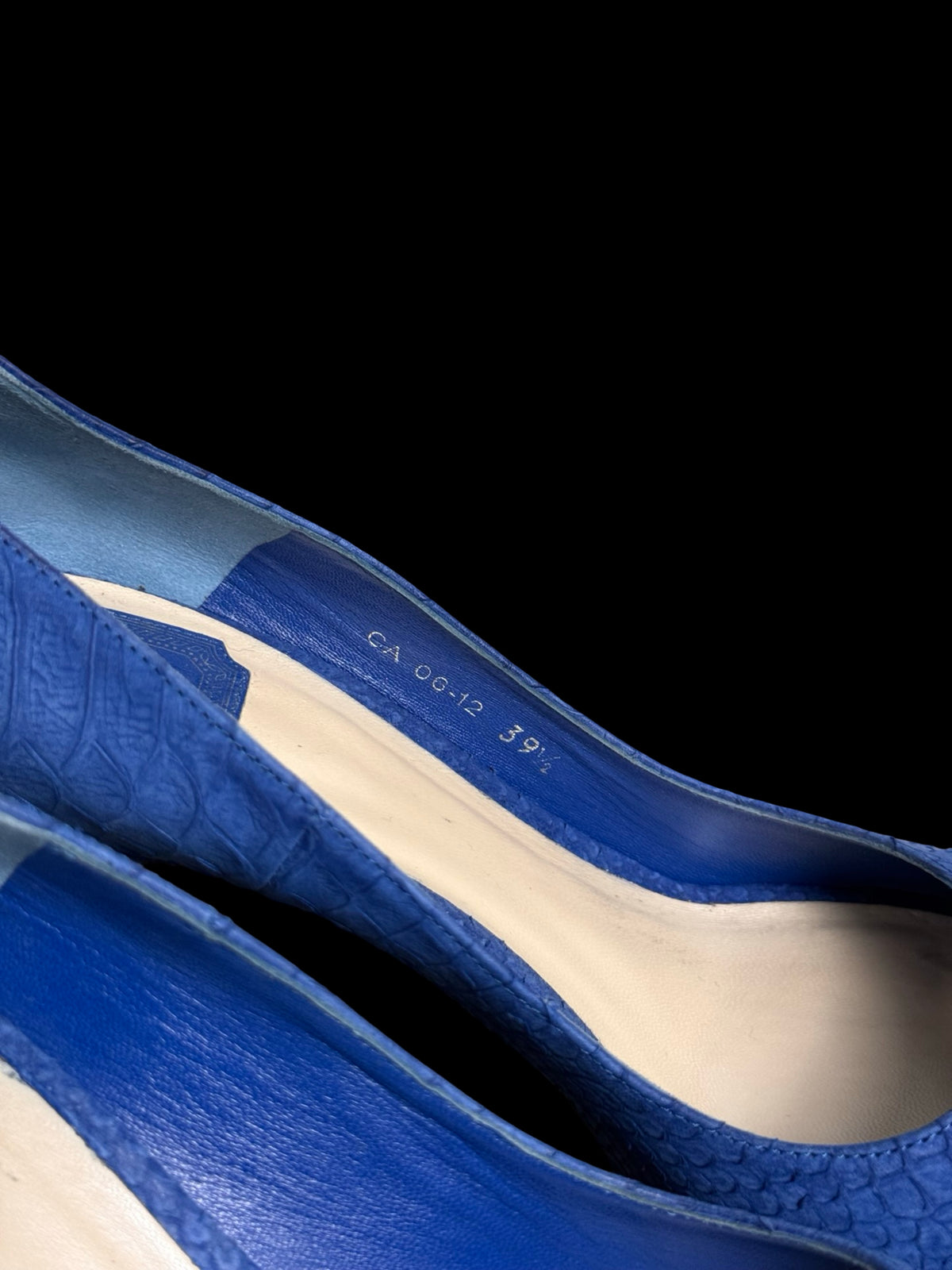 Christian Dior Blue Python-Embossed Leather Peep-Toe Heels EU39.5 UK6.5