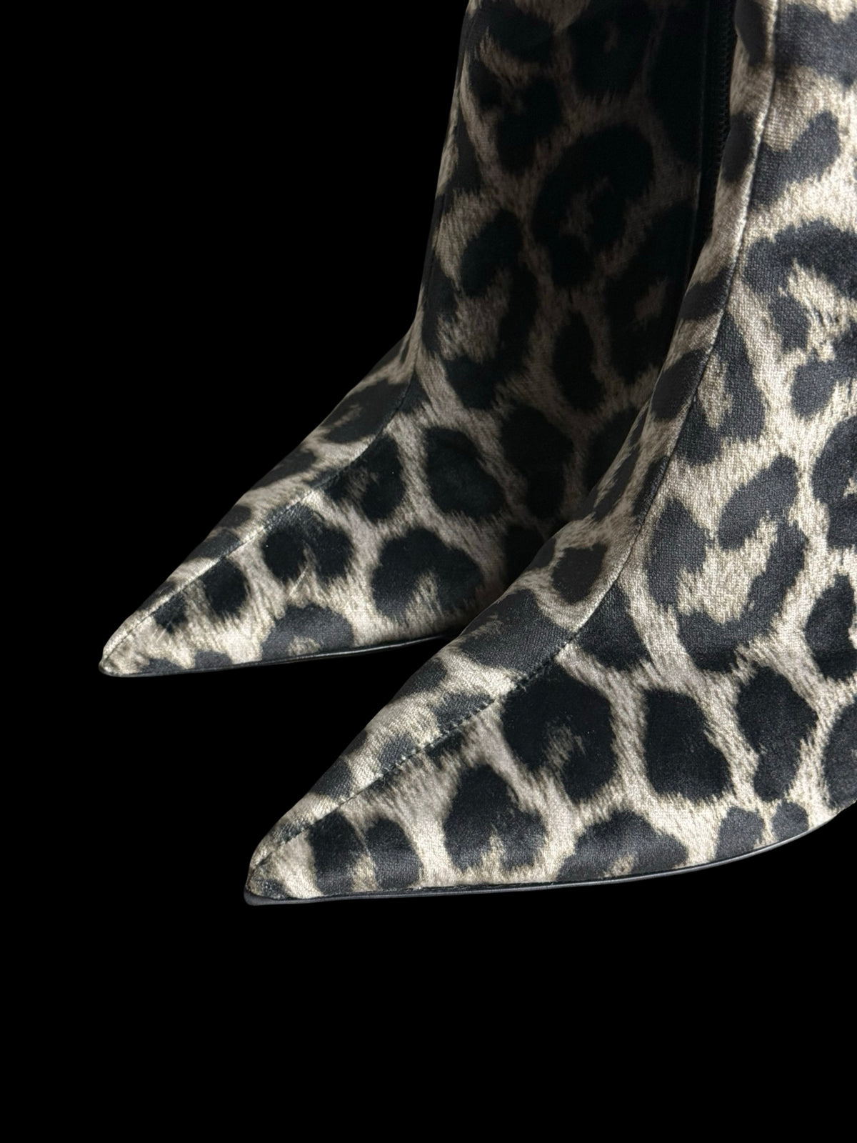 Stella McCartney Velvet Leopard Print Stiletto Heel Ankle Boots EU40 UK7