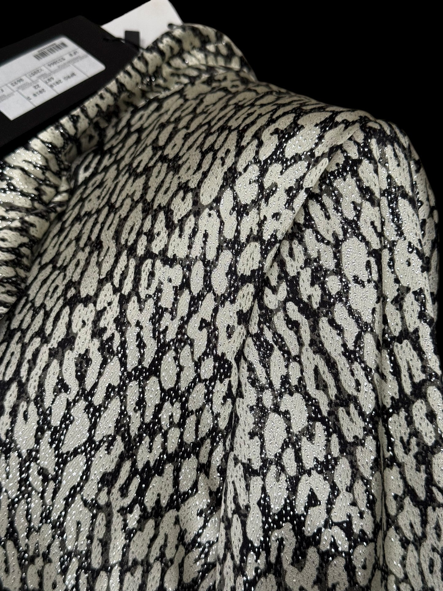 BNWT Saint Laurent Leopard Print Lam Silk Mini Evening Dress 44 RRP $2,290