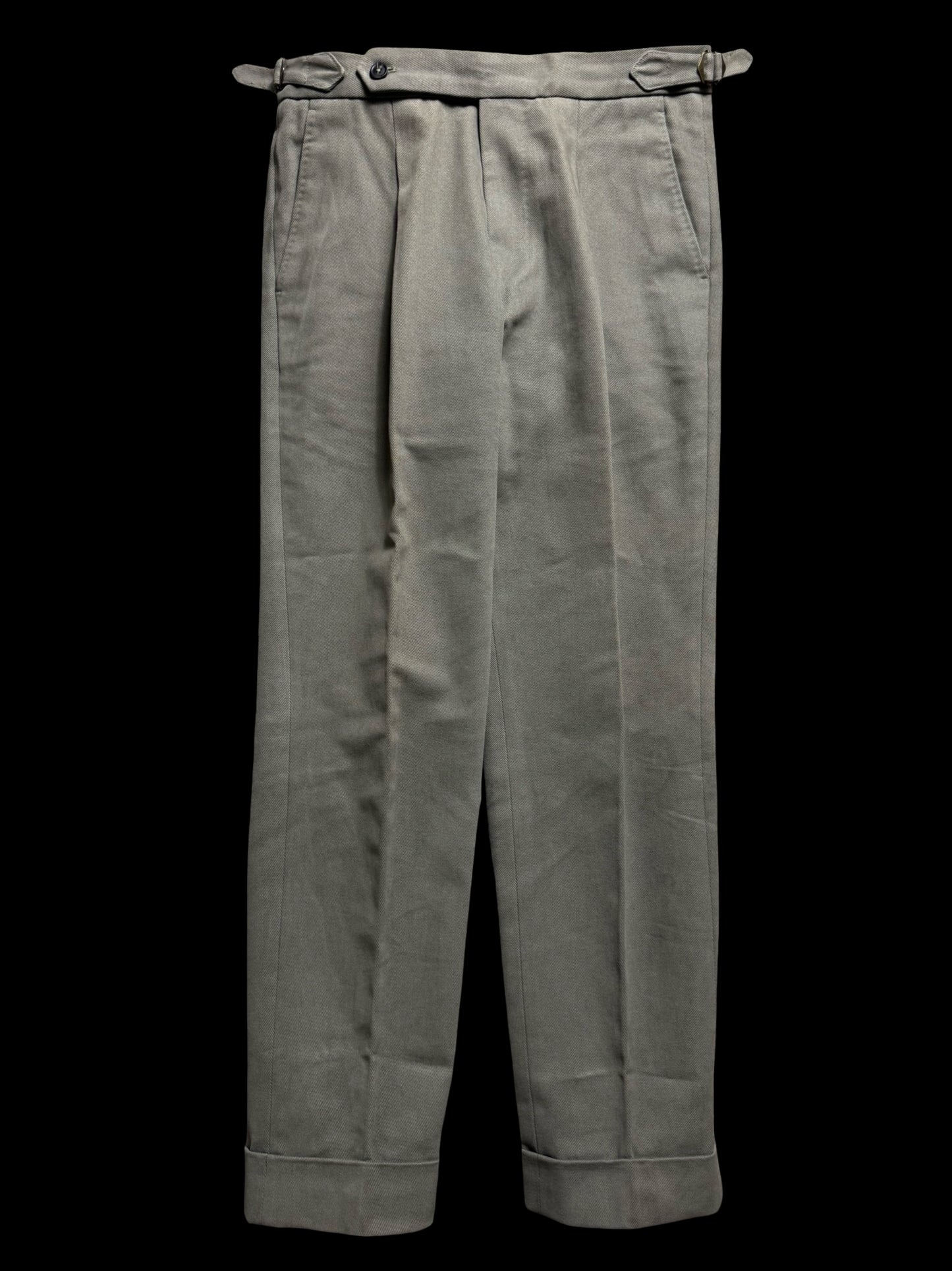 Natalino Military Green Cotton Drill Pleat Front Trousers W30S RRP £165