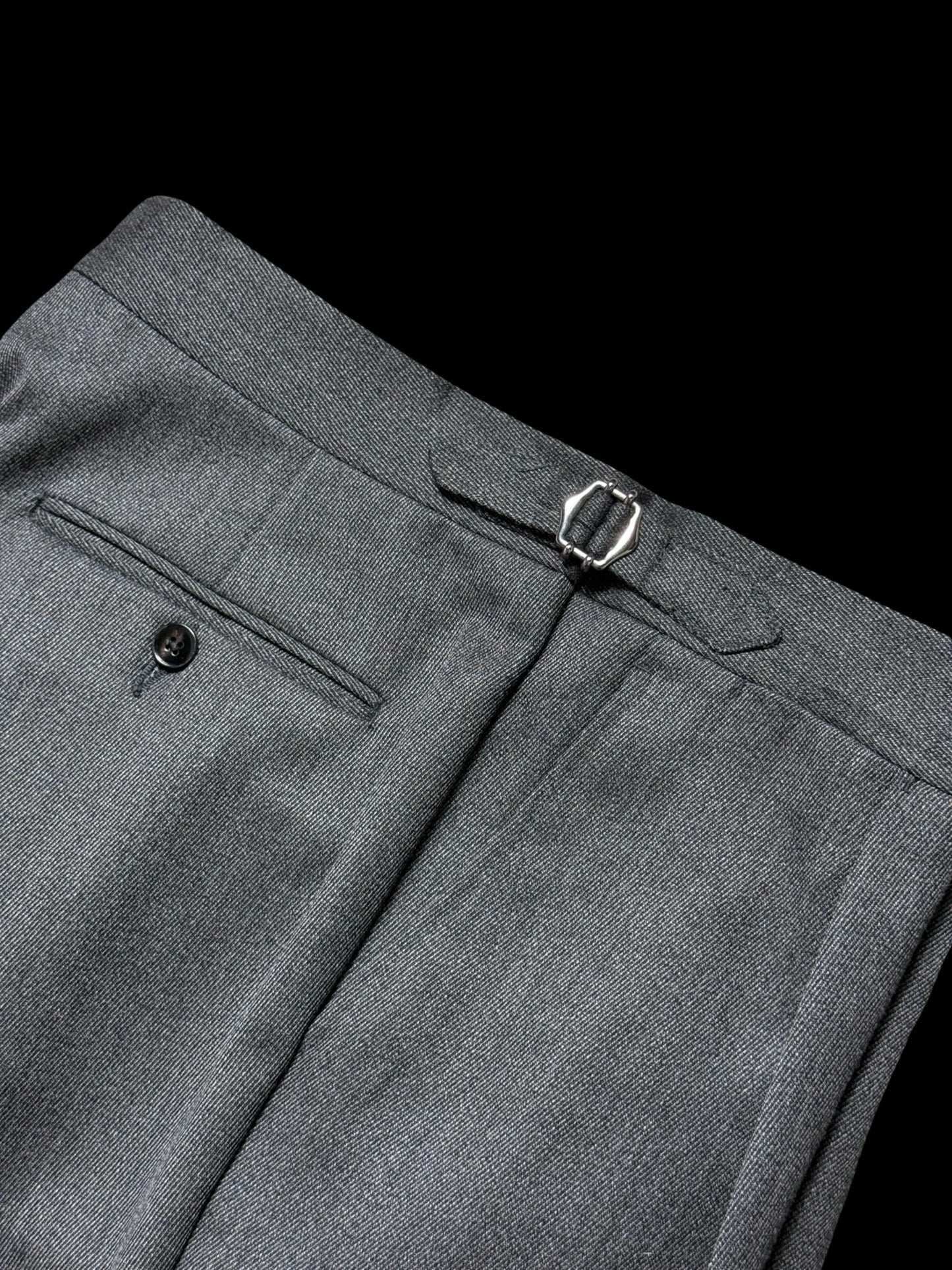 Men’s Natalino Grey Cavalry Wool Twill Pleat Front Trousers W32S RRP £205