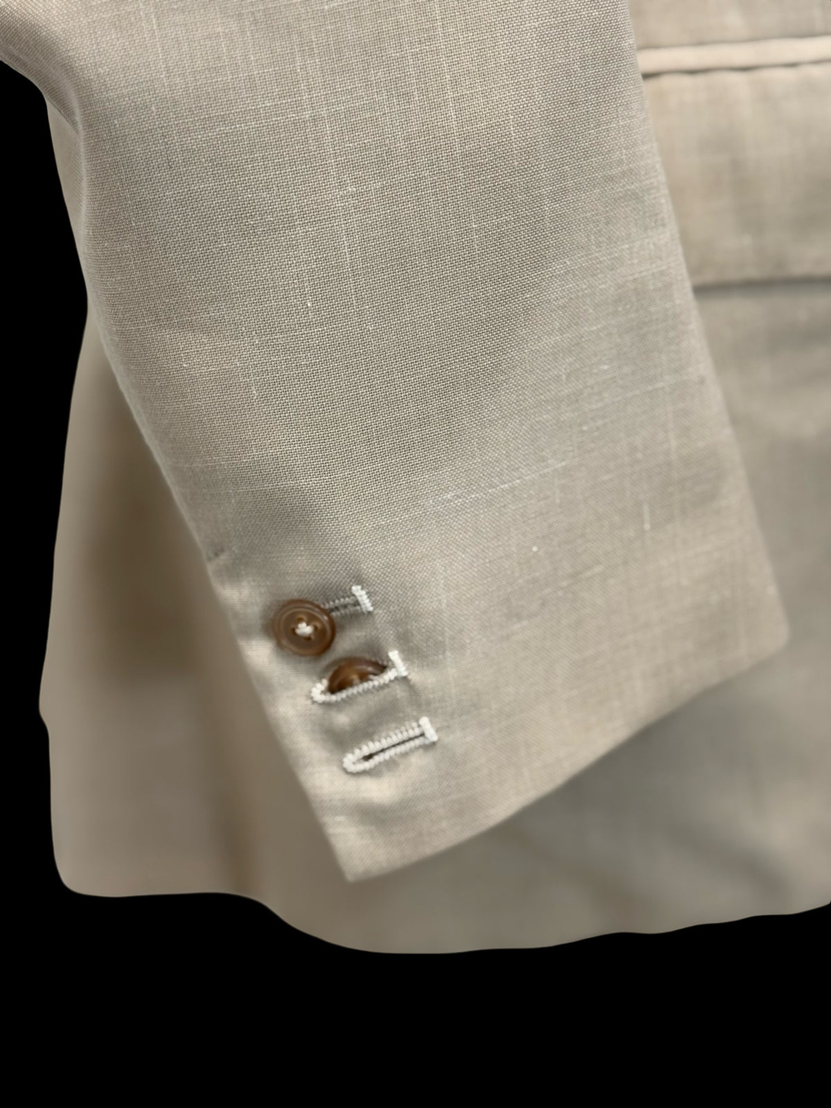 Bespoke 80’s Furness & Duke Tropical Wool Beige Suit 42R / W36R Savile Row