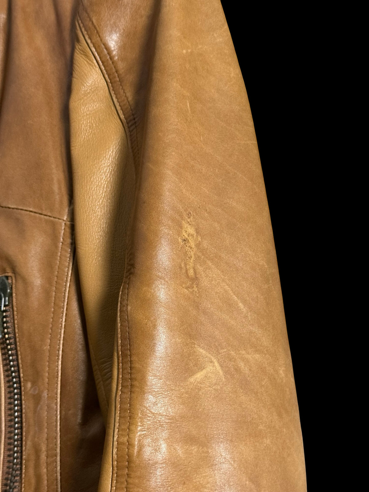 Vintage Womens Prada Racer Leather Jacket IT46 Light Brown