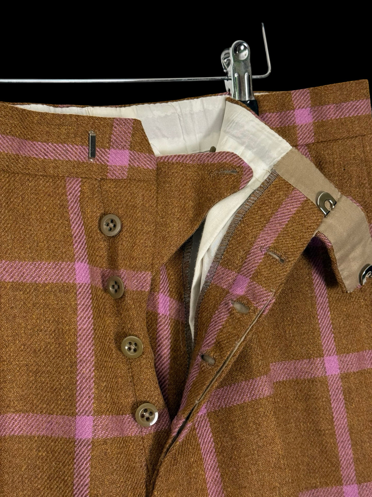 Bespoke Couch & Hoskin Savile Row Tweed Suit 38R / W34” Brown Pink Check