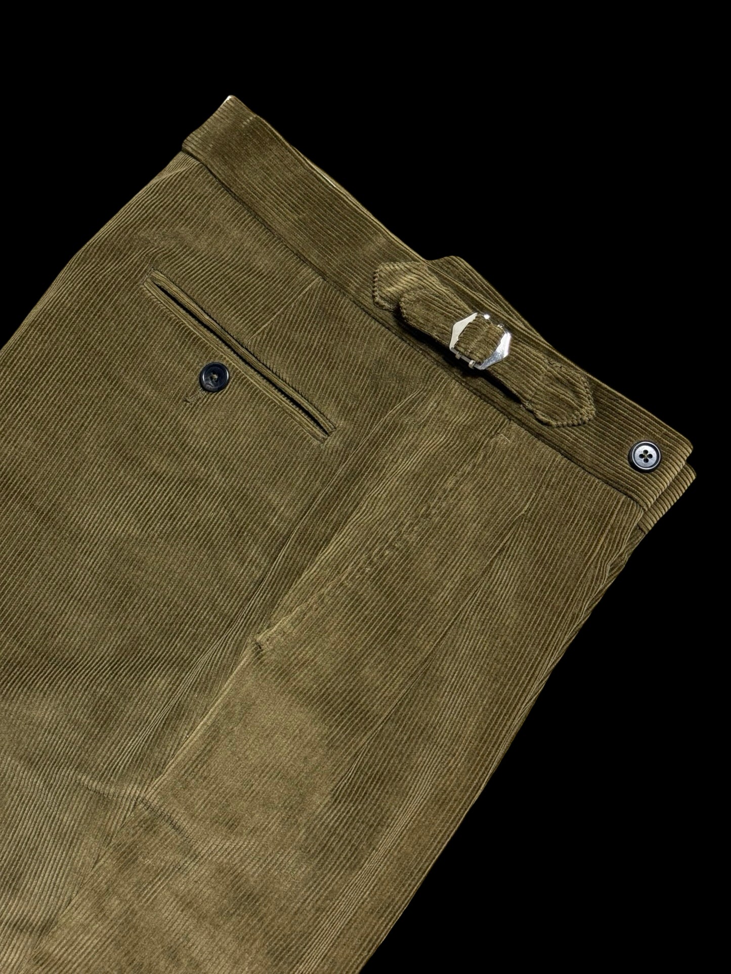 Natalino Moss Green Corduroy Pleat Front Trousers W30x30” RRP £185
