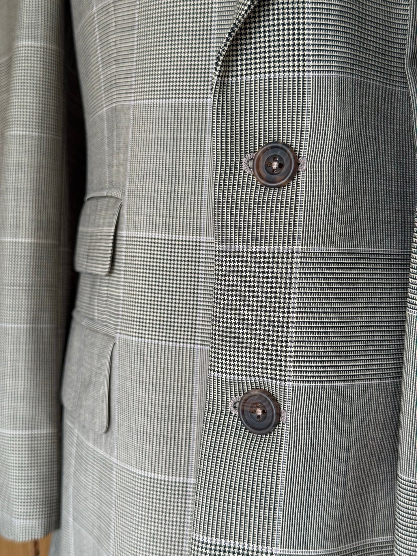 Chester Barrie Savile Row Grey Glen Plaid Check Suit 46R/ W40” Grey Wool Mohair