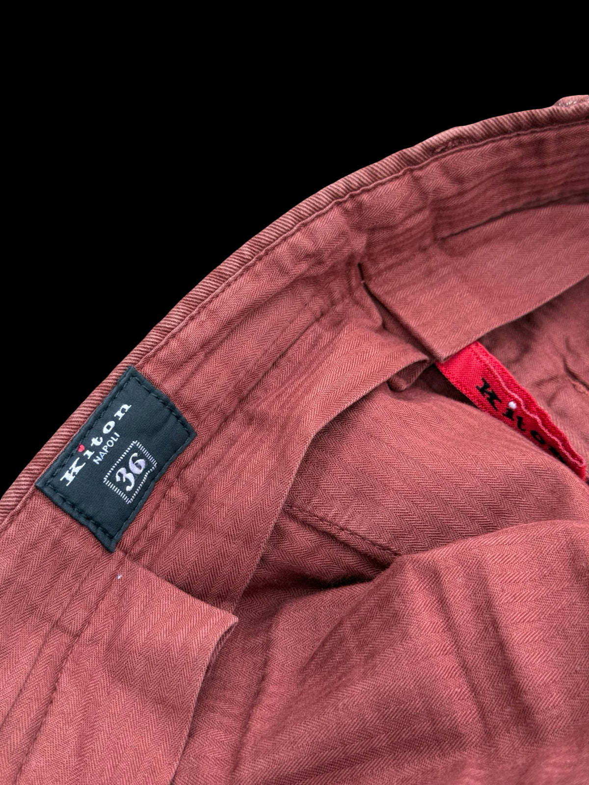 Men’s Kiton Napoli Chino Trousers Pants Size W36” Brick Red