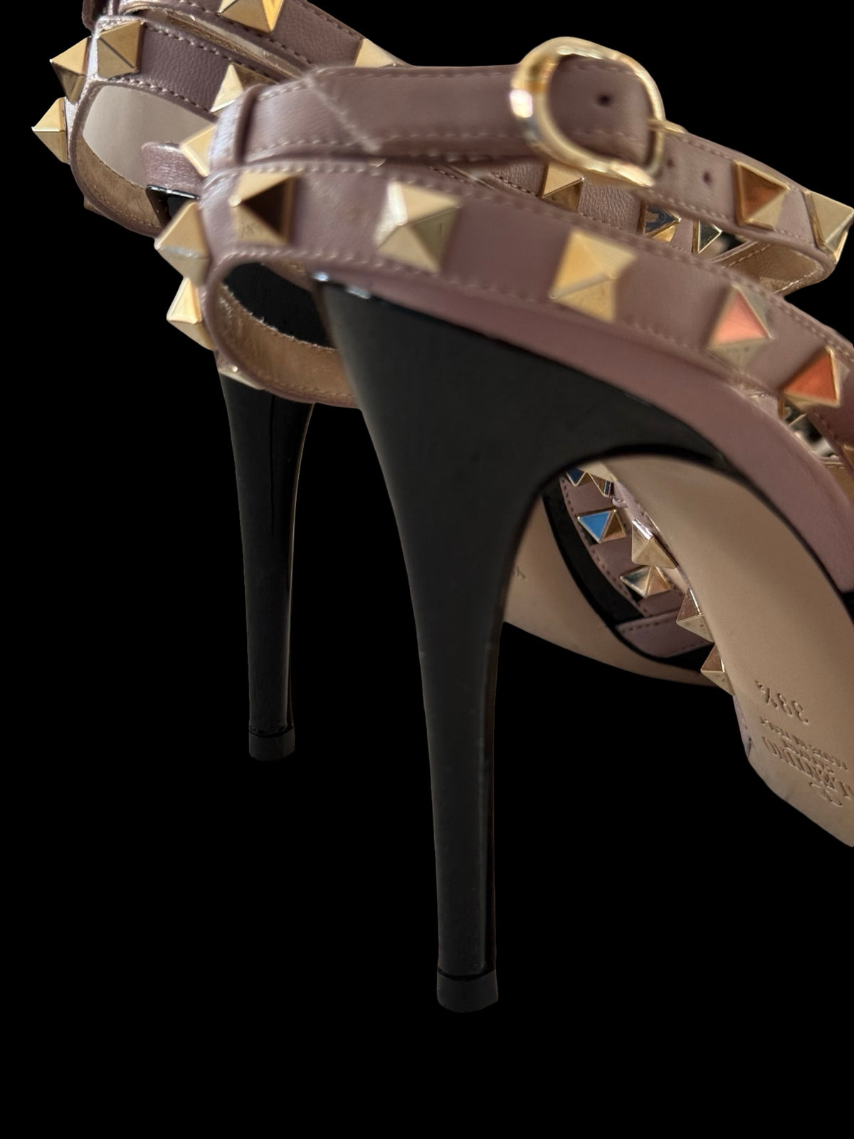 Valentino Garavani Rockstud Ankle Strap Heels Size EU39.5 UK6.5 Black/Nude