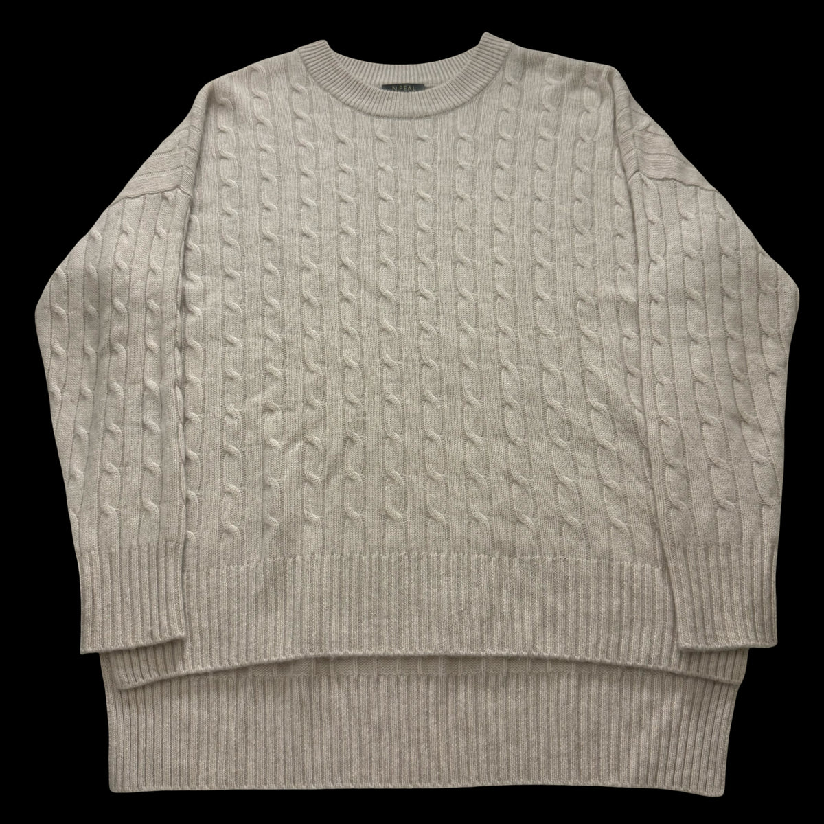 Women’s N Peal Beige Cashmere Cableknit Jumper Large Oversized
