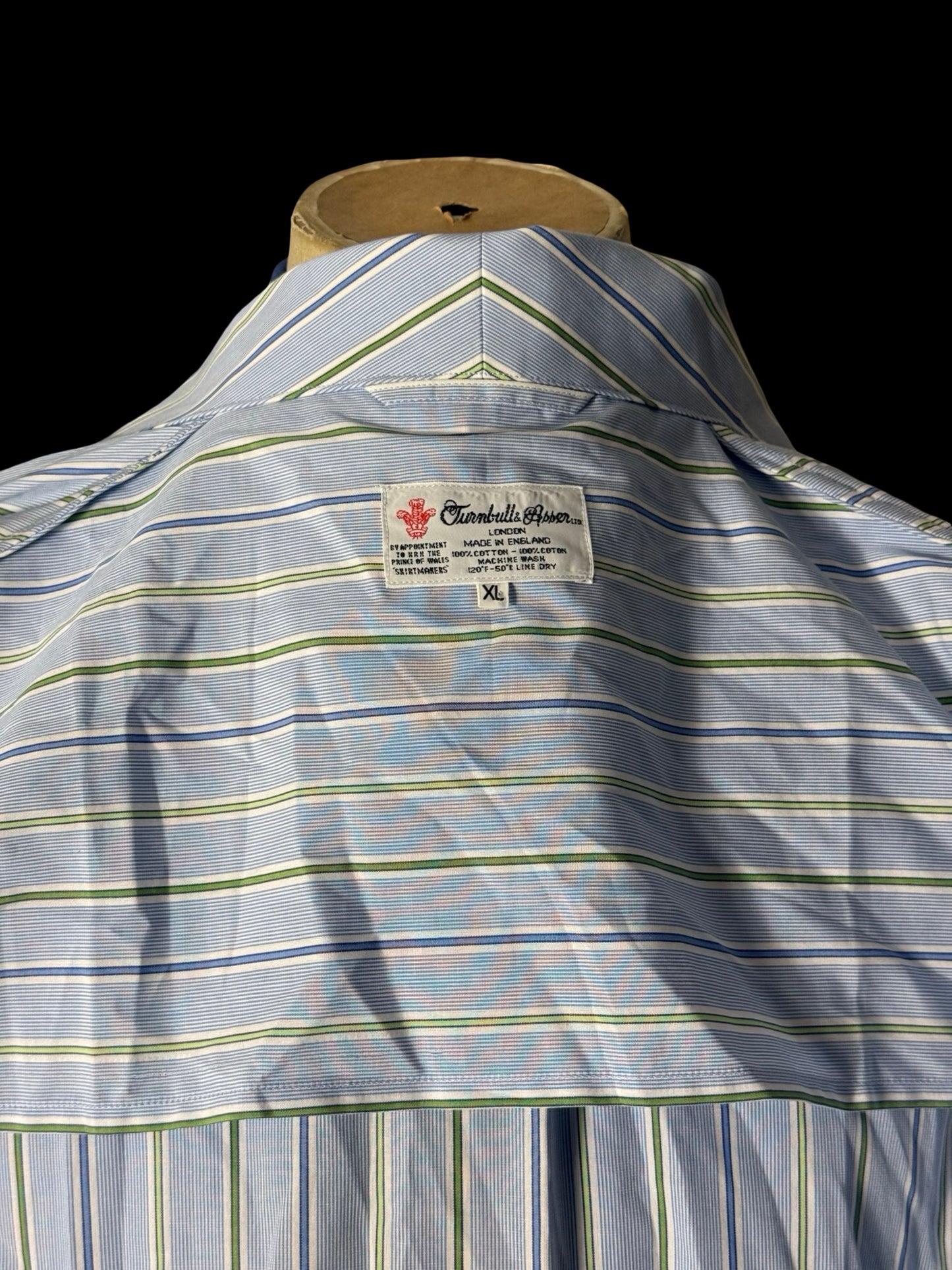 Turnbull & Asser Dressing Gown Size XL Light Blue Striped Poplin Cotton RRP £350