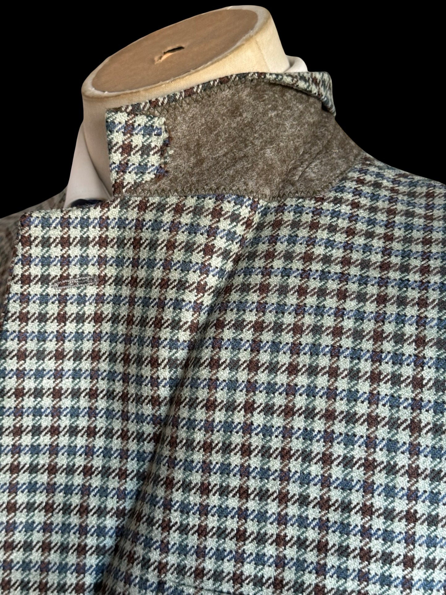 Vintage Bespoke 3 Piece Tweed Suit 40L / W34” Gun Club Check Scottish Tweed