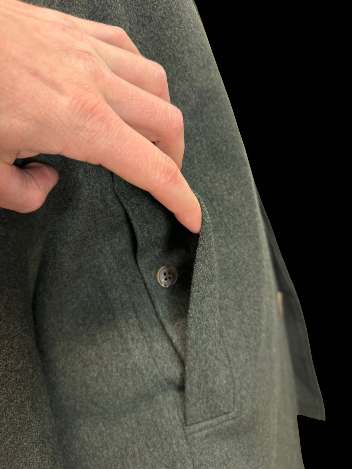Men’s Purdey & Sons Pure Cashmere Green Overcoat Size 36” Storm Collar RRP £2500