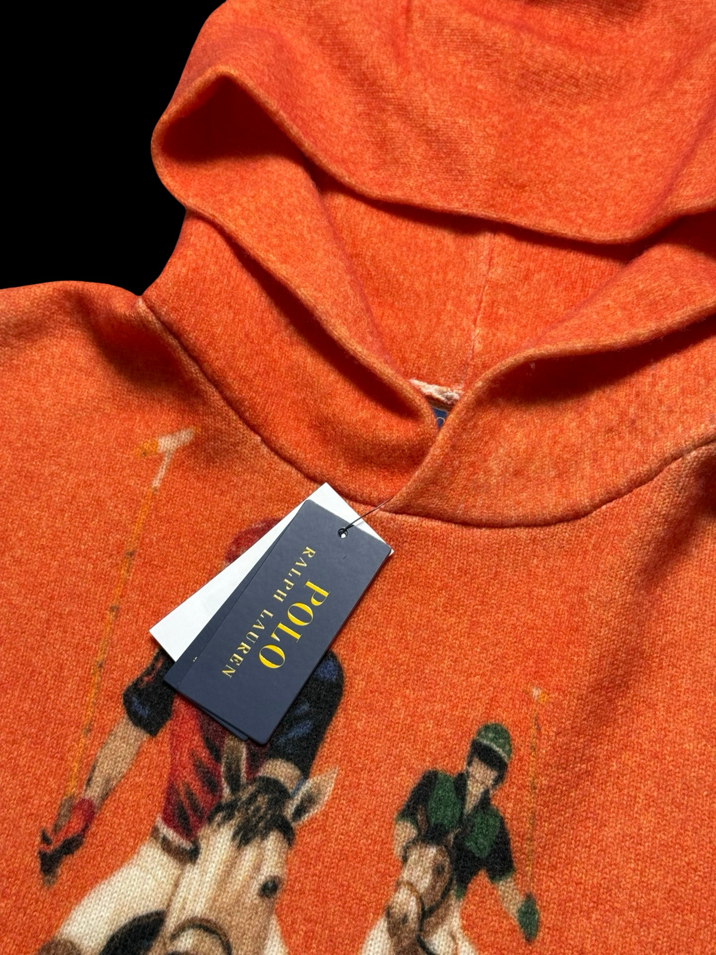 BNWT Men’s Polo Ralph Lauren Five Horsemen Wool Hoodie Orange