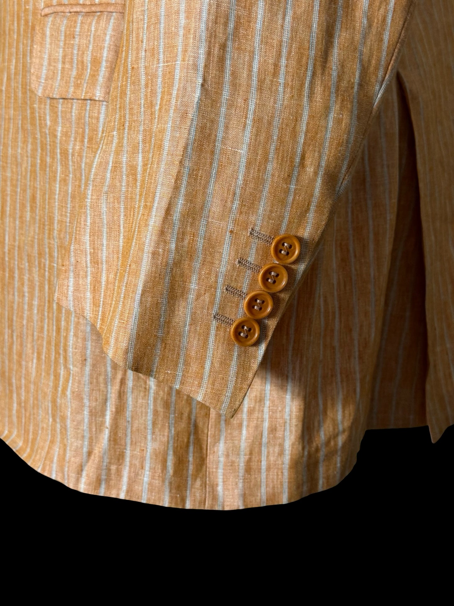 Men’s Canali Pure Linen Orange Sportcoat Blazer 48L EU58 Pinstripe