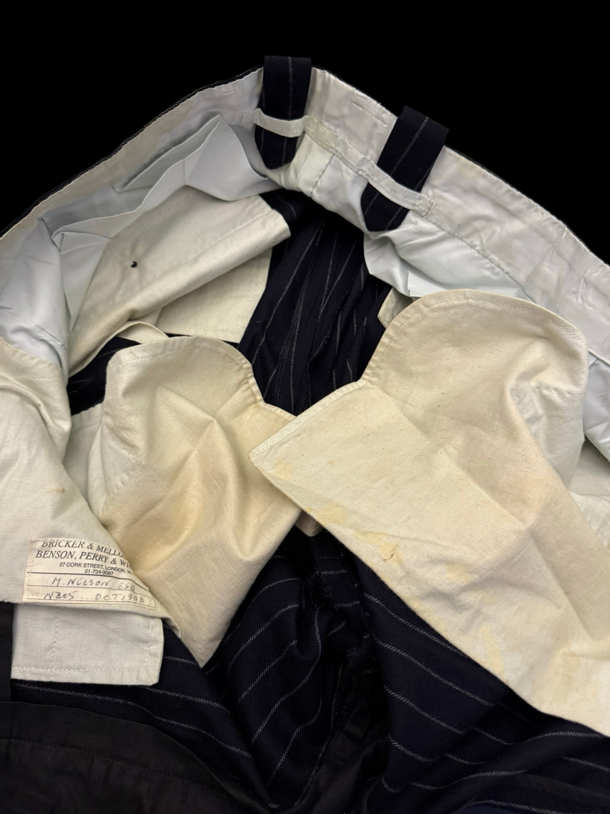 Bespoke Savile Row Navy Double Breasted Chalk Stripe Suit 42R / W36R