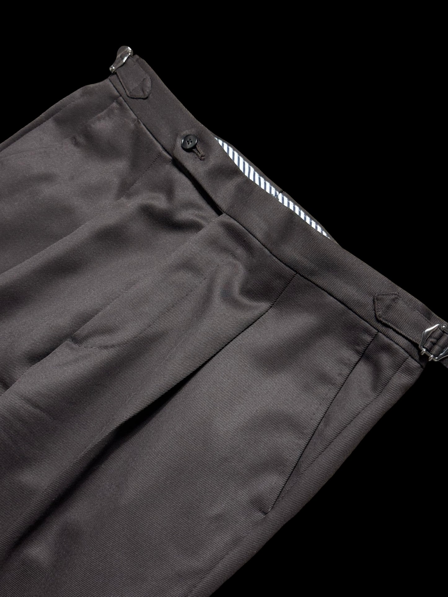 Men’s Natalino Brown Cavalry Wool Twill Pleat Front Trousers W32S RRP £205