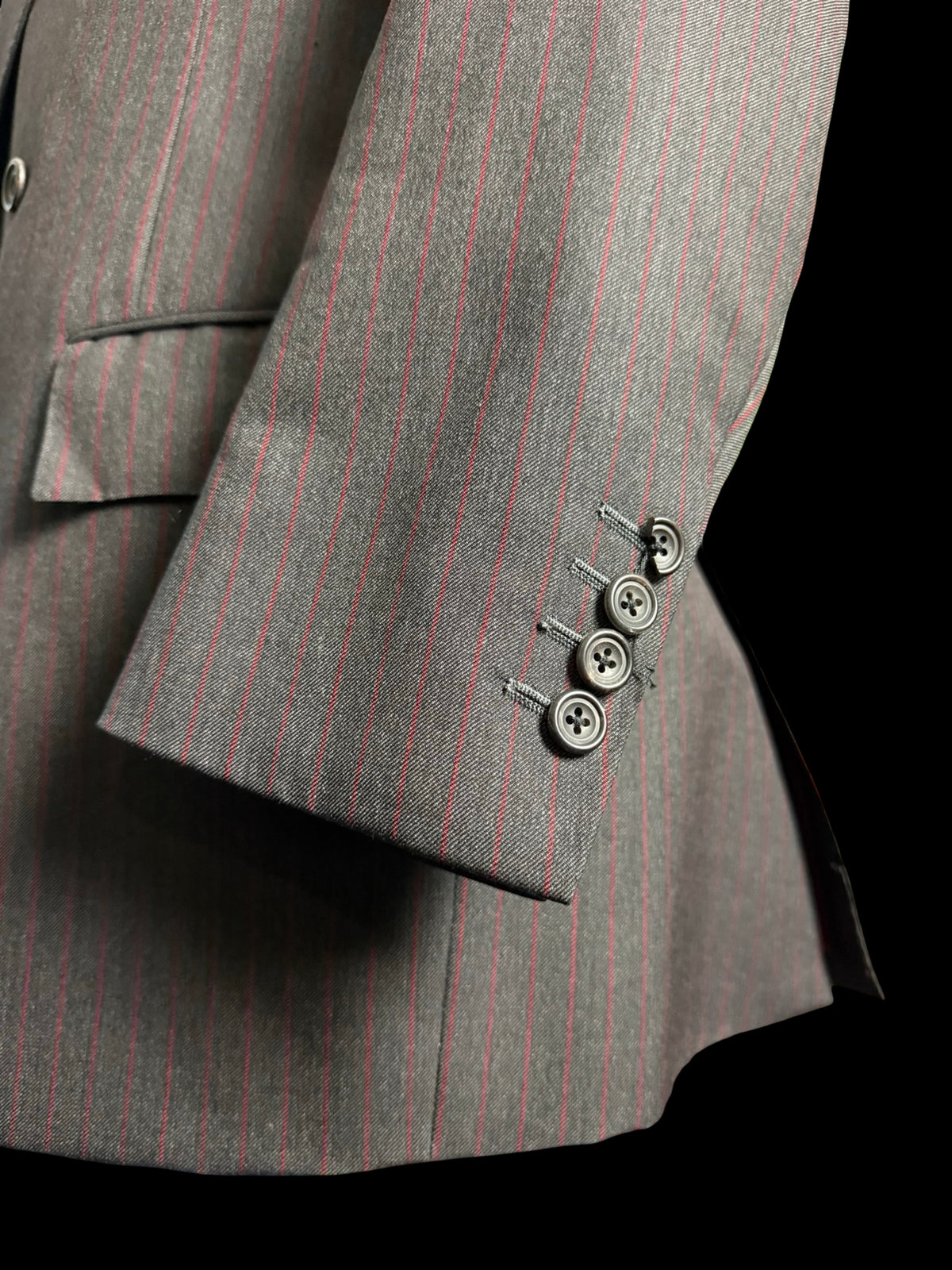 Bespoke Sims & Macdonald Savile Row Double Breasted Suit 38S / W34S Grey Pinstripe