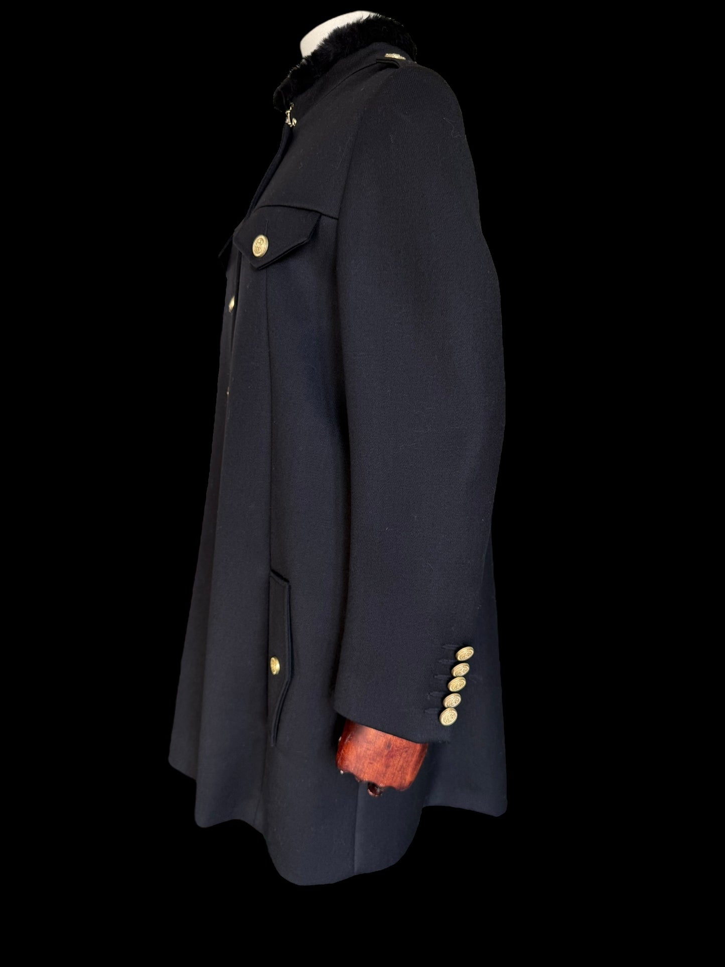 Holland & Cooper Highbury Cape Coat Medium Black Wool Twill RRP £679