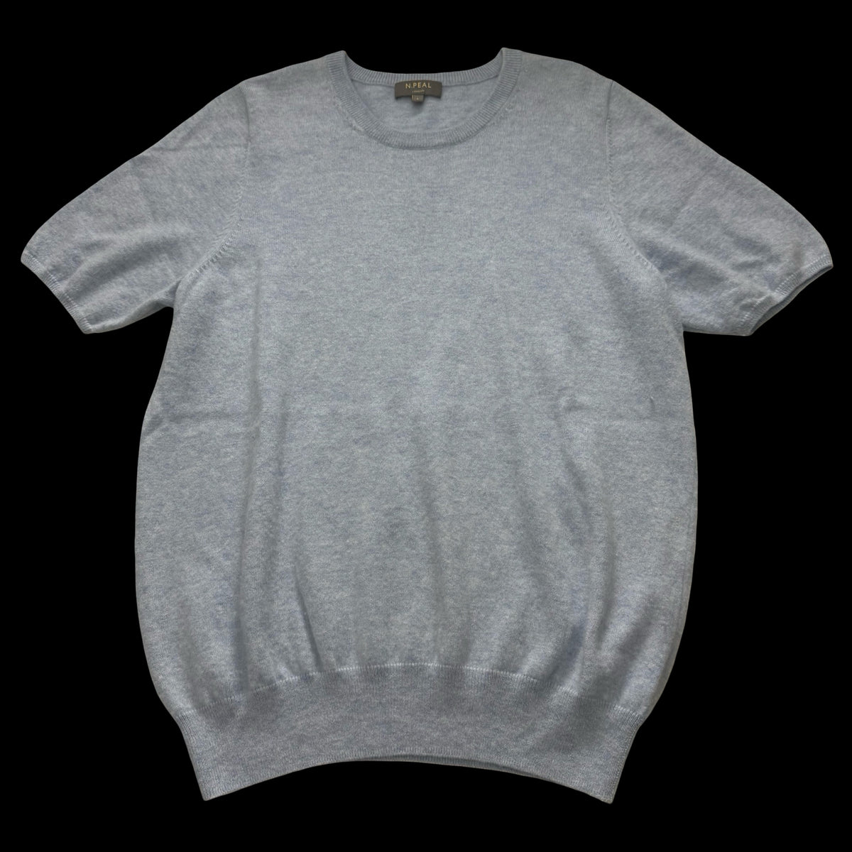 Women’s N Peal Light Blue Cashmere Short Sleeve Jumper Large RRP £250