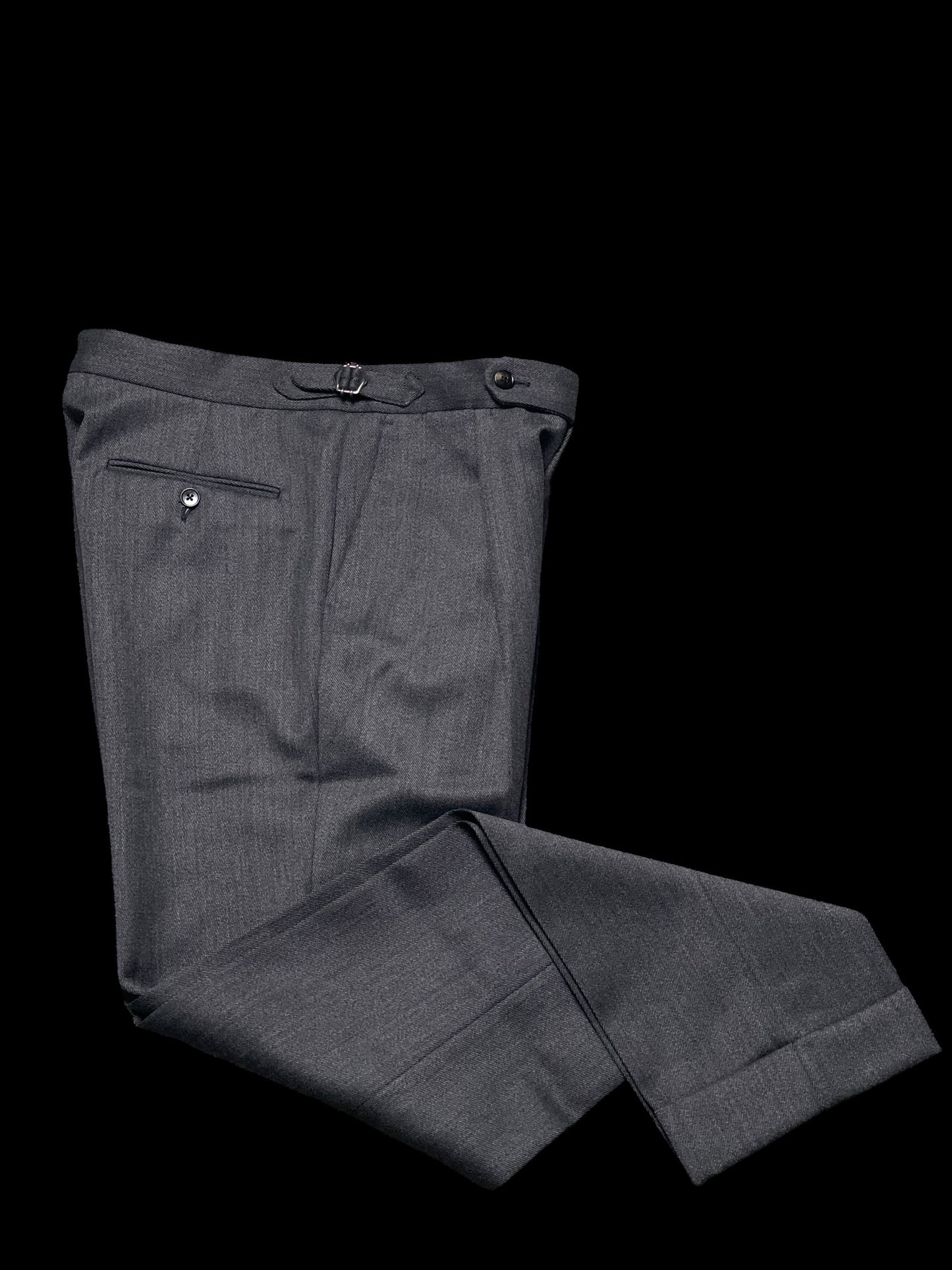 Natalino Single Pleat Front Trousers Wool Cavalry Twill 32” Grey