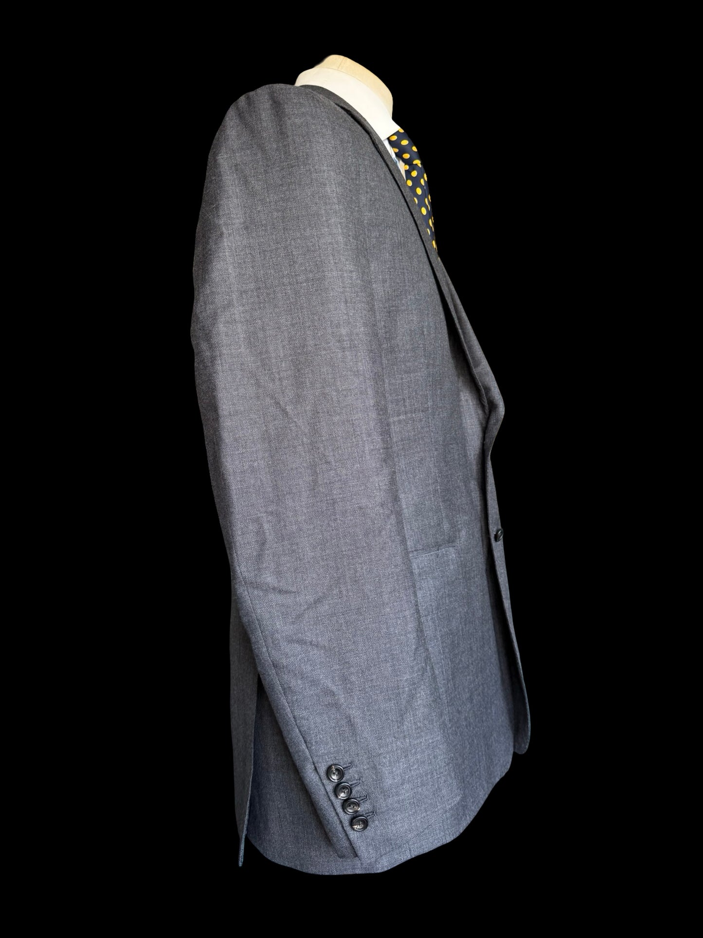 Bespoke Kent & Haste Savile Row Grey Sharkskin Suit Blazer Jacket 40L