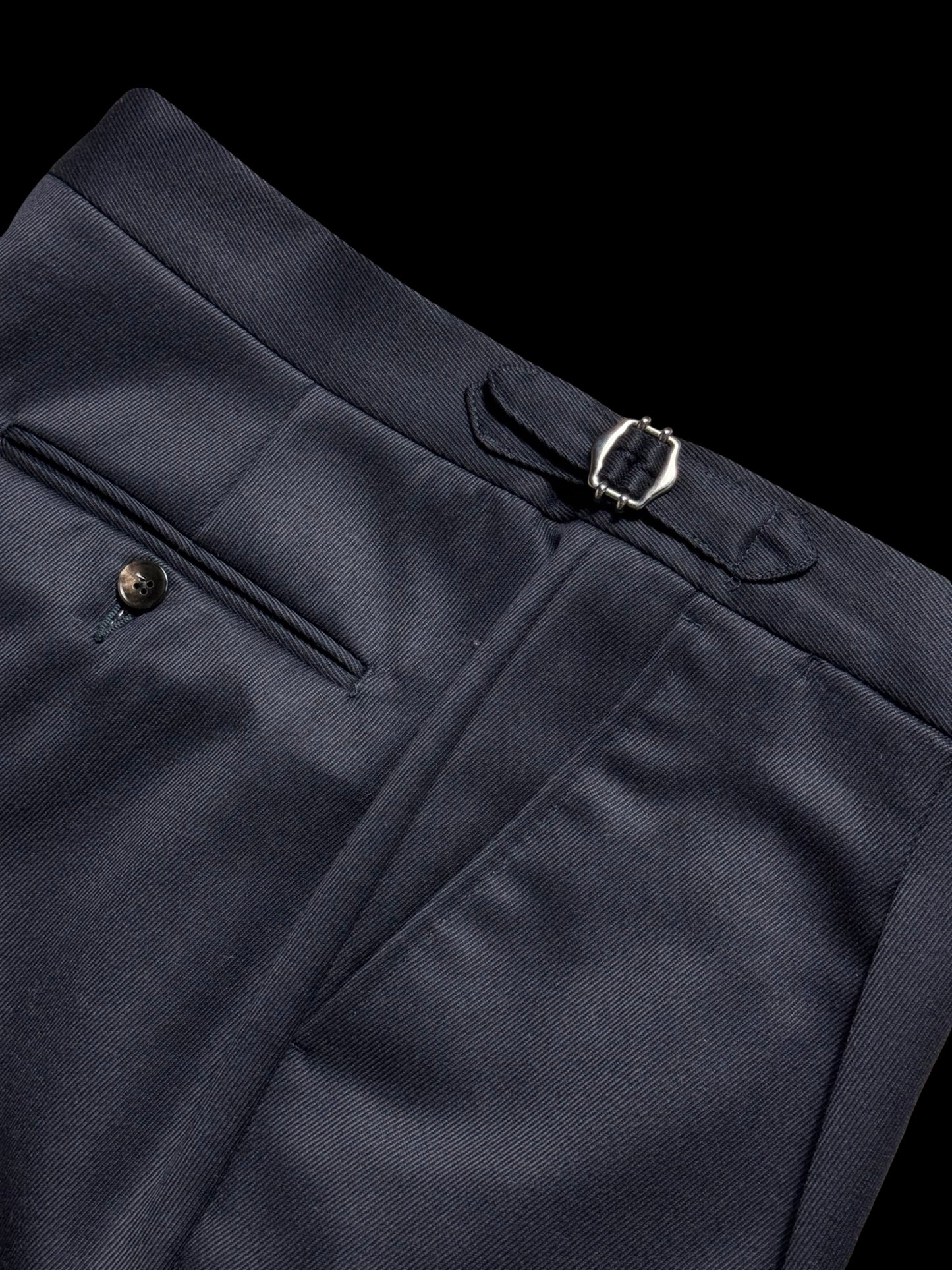 Men’s Natalino Navy Cavalry Wool Twill Pleat Front Trousers W32S RRP £205
