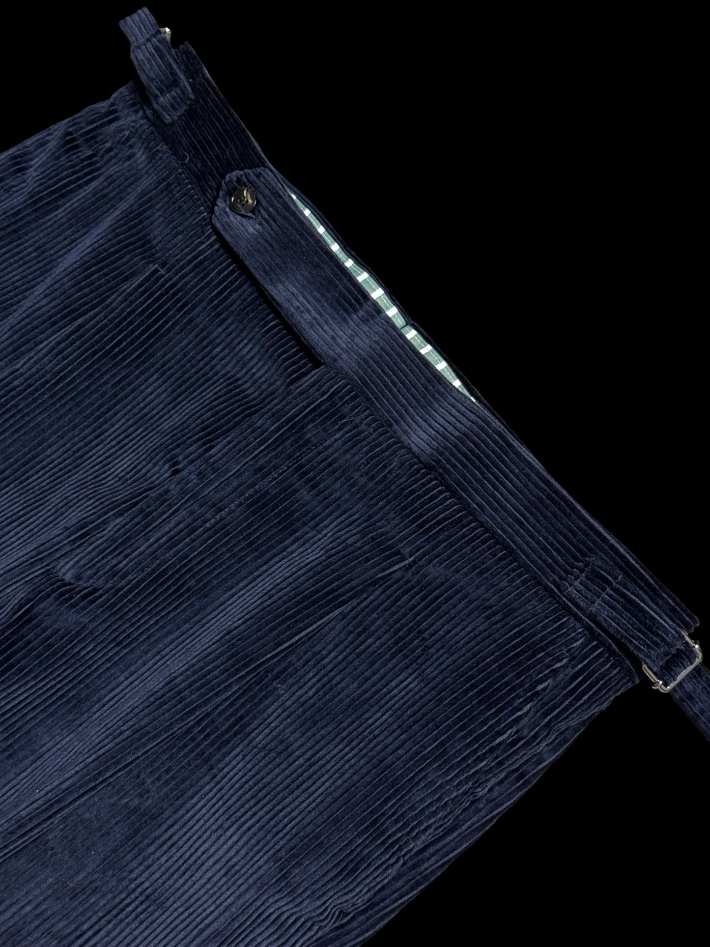 Natalino Navy Blue Corduroy Pleat Front Trousers W32S RRP £185
