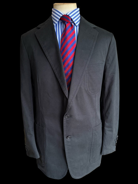 Welsh & Jefferies Savile Row Black Unstructured Sport Coat 44R Cotton