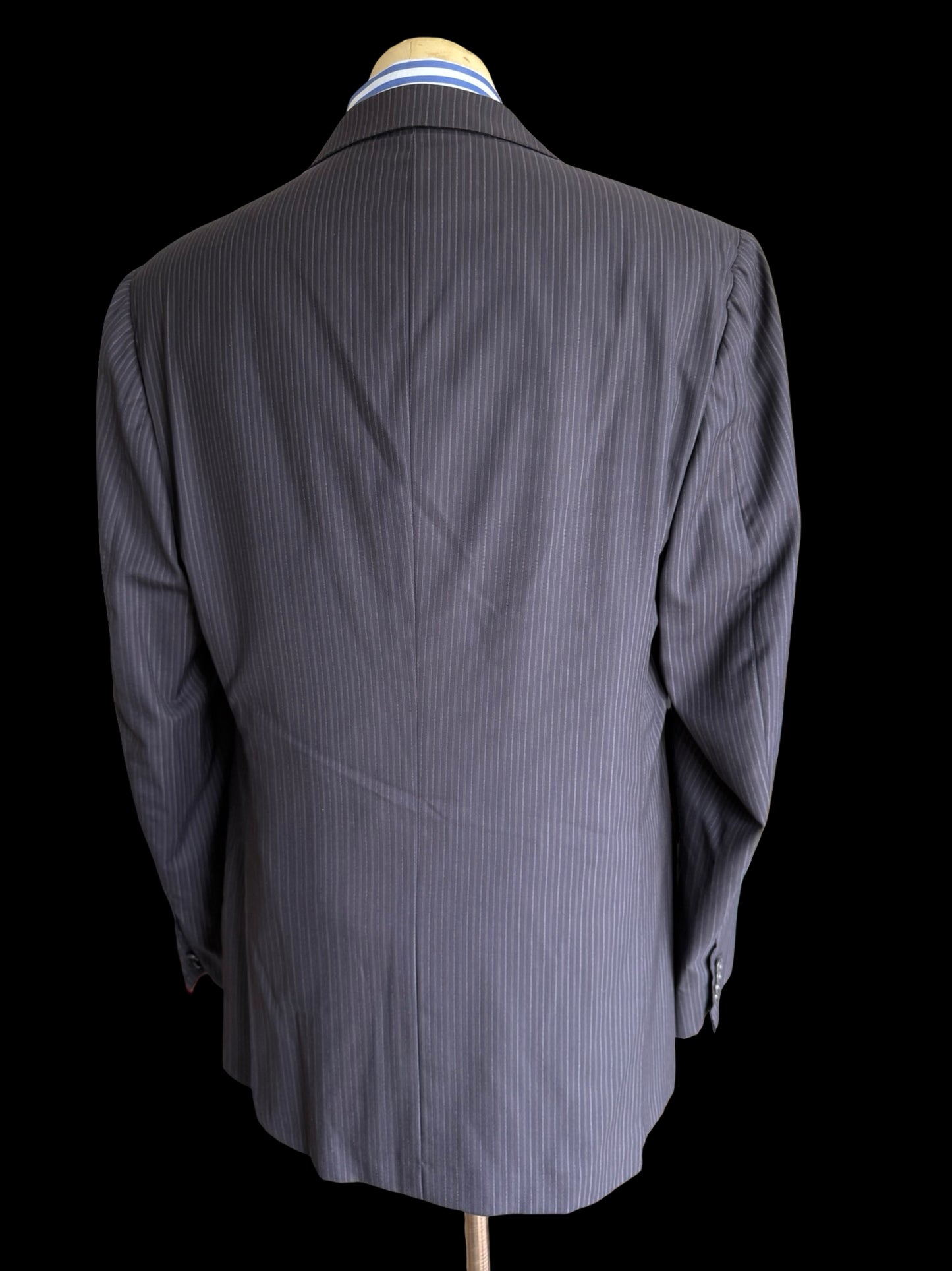 Kiton Navy Blue Pinstripe Suit 44L / W38L Blanc Blu Super 180’s Wool 2 Roll 3 14 Micron