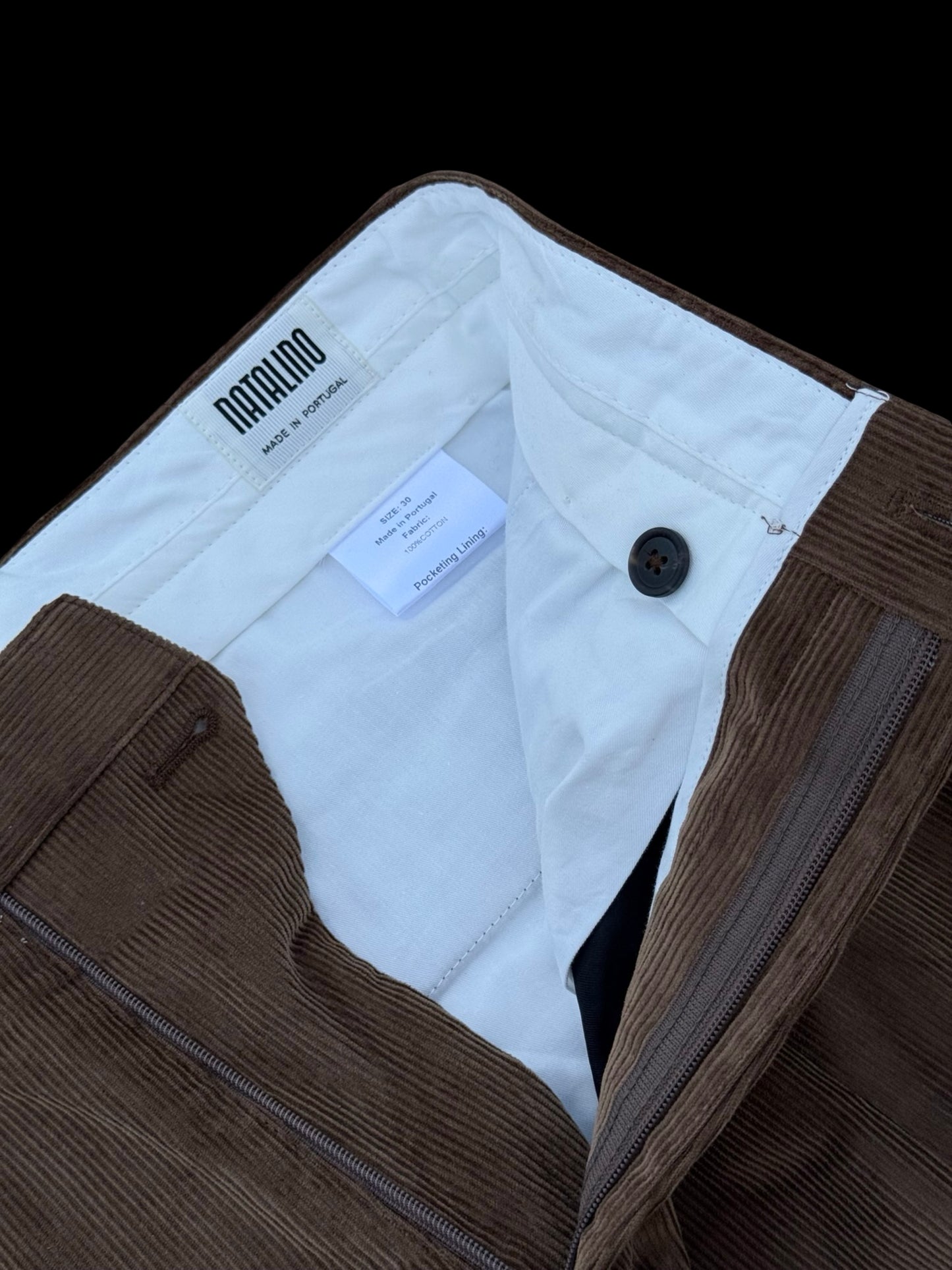 BNWT Natalino Brown Corduroy Pleat Front Trousers W30” RRP £190