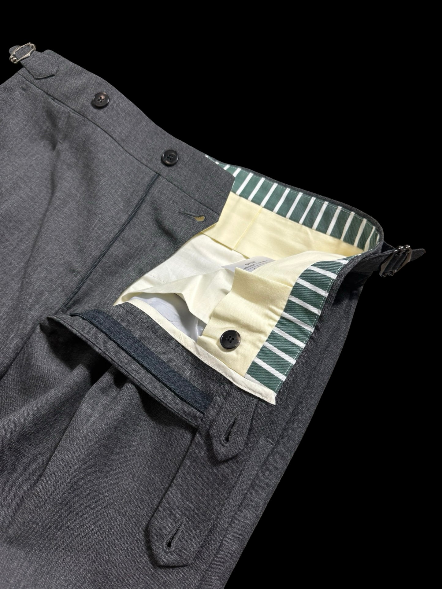 Men’s Natalino Mid Grey Tropical Wool Pleat Front Trousers W32S RRP £195