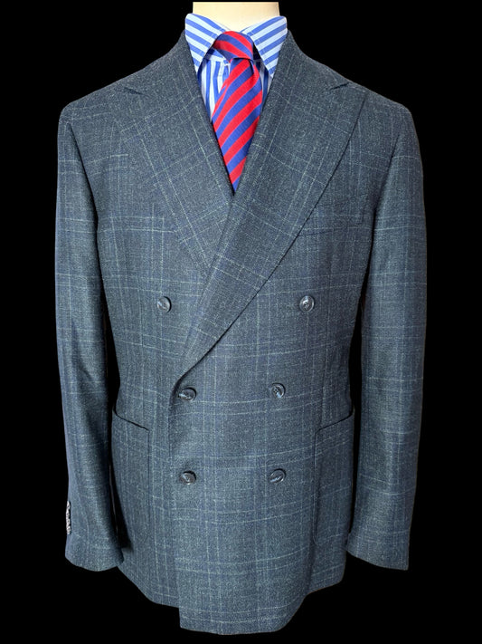 Sartori X Loro Piana Silk Air Double Breasted Sport Coat 44L Teal Wool Silk Cashmere