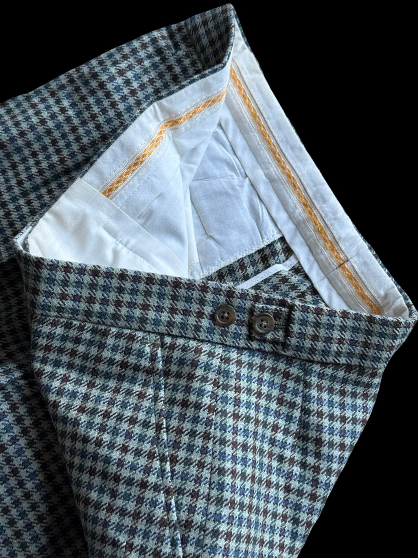 Vintage Bespoke 3 Piece Tweed Suit 40L / W34” Gun Club Check Scottish Tweed