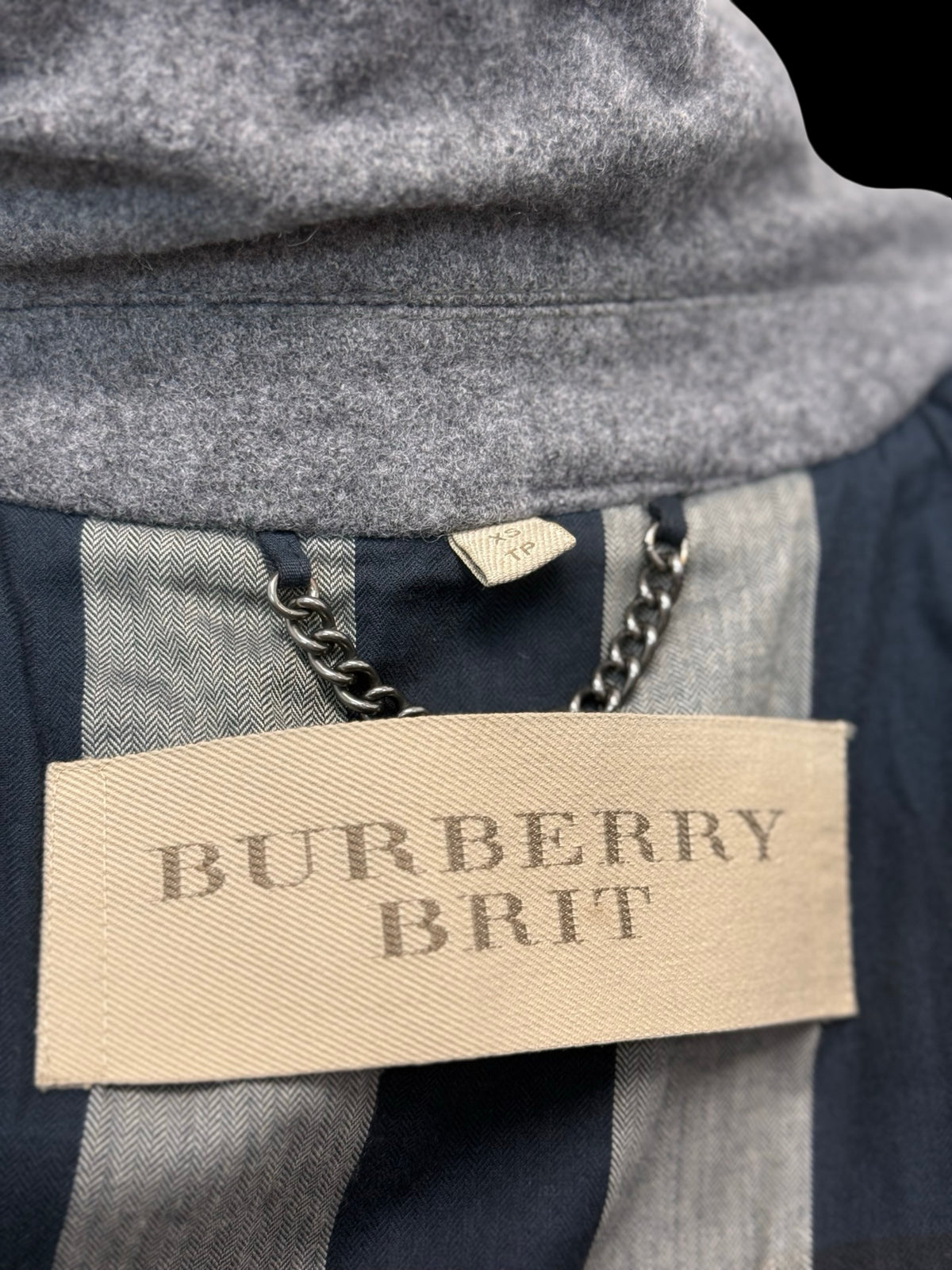 Men’s Burberry Brit Double Breasted Grey Peacoat Size XS RRP £1790