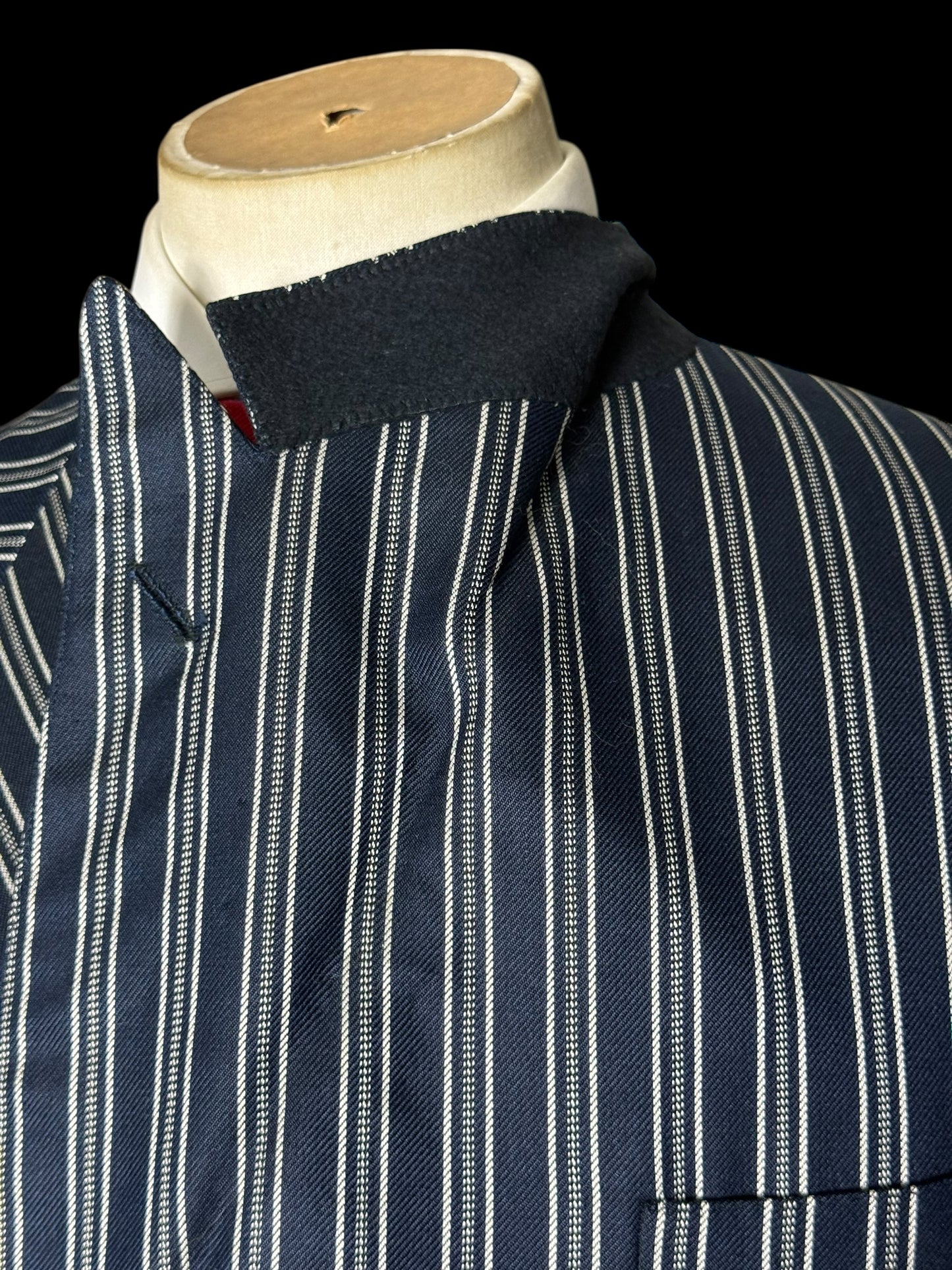 Vintage Chester Barrie Pure Silk Double Breasted Striped Blazer 42R Gold Buttons