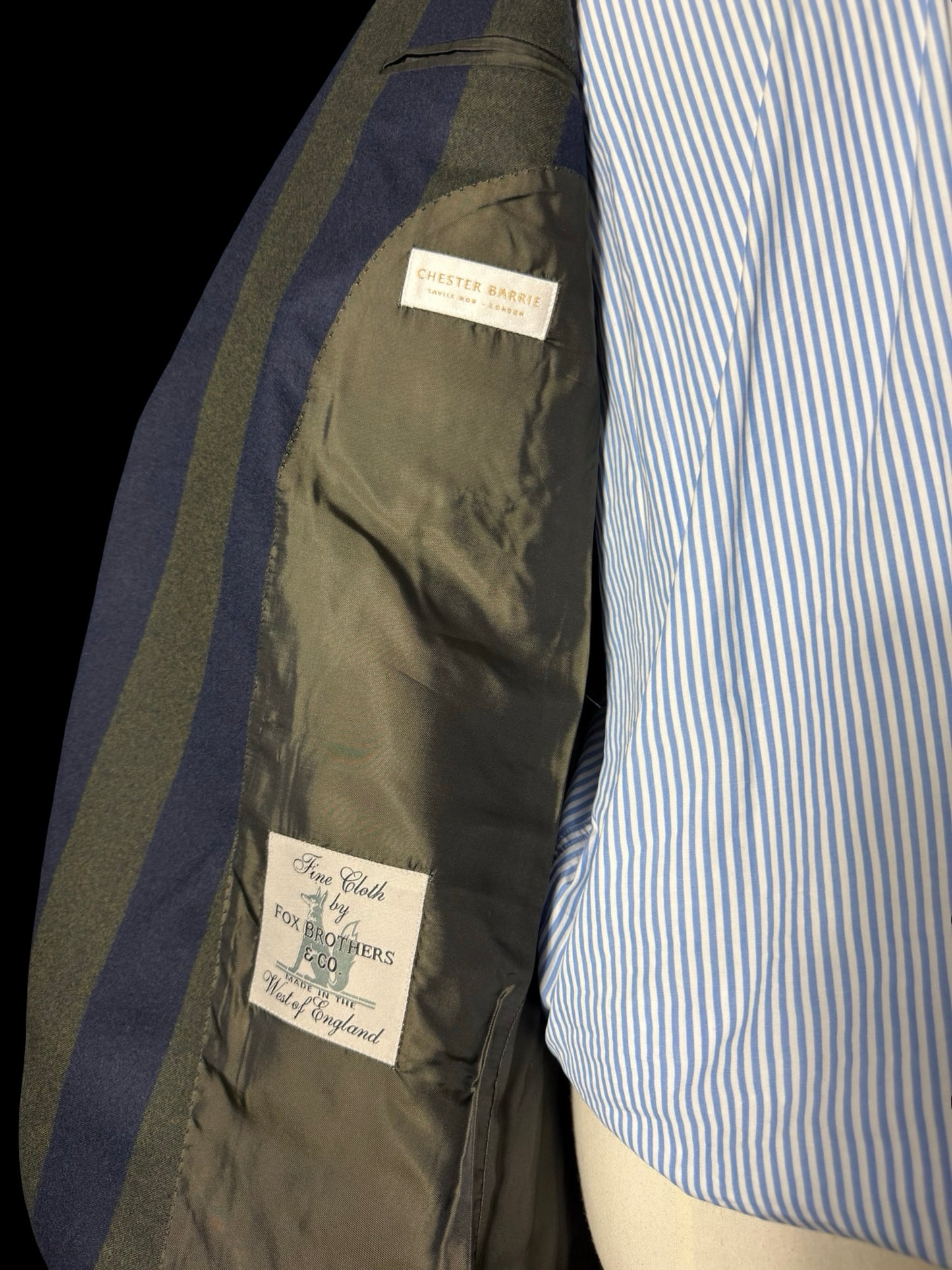 Chester Barrie Savile Row X Fox Brothers Flannel Wool Sport Coat 40R Dandy Stripe