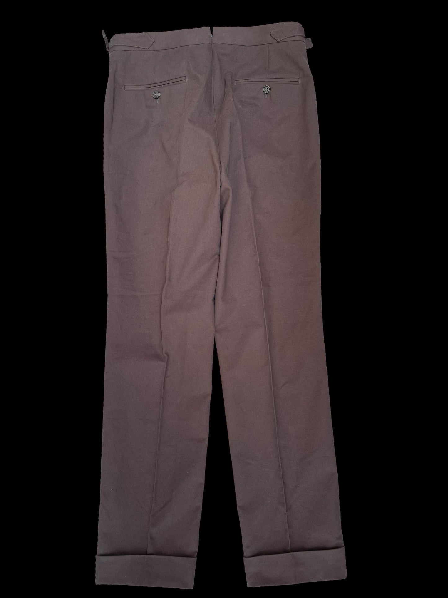 Natalino Single Pleat Cotton Drill Trousers 32R Brown RRP £180