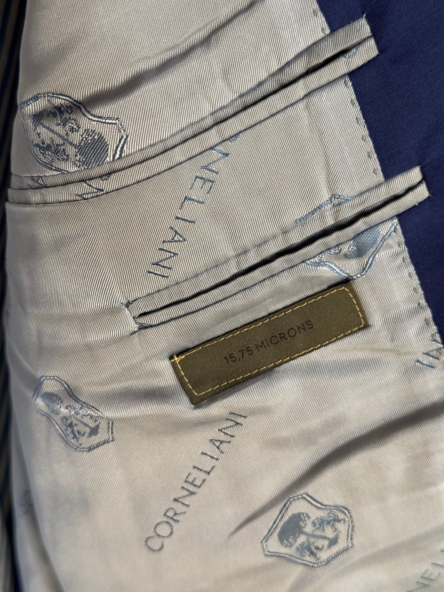 Corneliani Su Misura Royal Blue Suit 48R / W44R MTM Bespoke 15.75 Micron