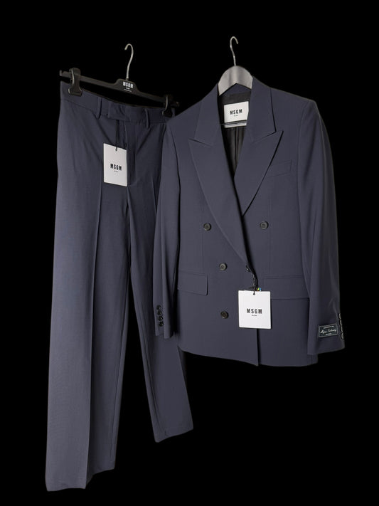 BNWT Women’s MSGM Double Breasted Suit UK12 IT44 Wool Straight Leg RRP £985