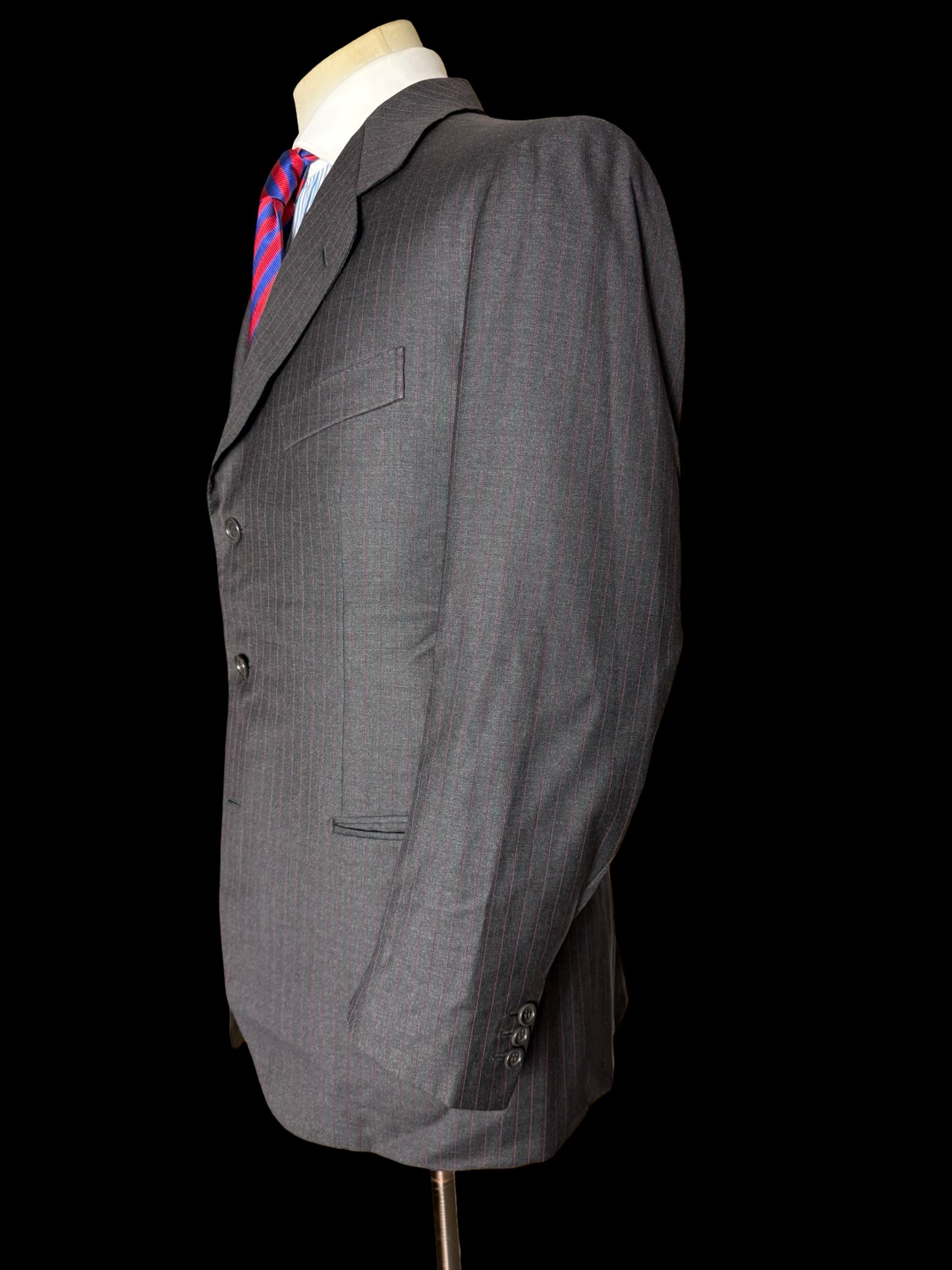 Bespoke Tommy Giulio Caraceni Grey Red Pinstripe Suit 42S/ W34” Sartorial