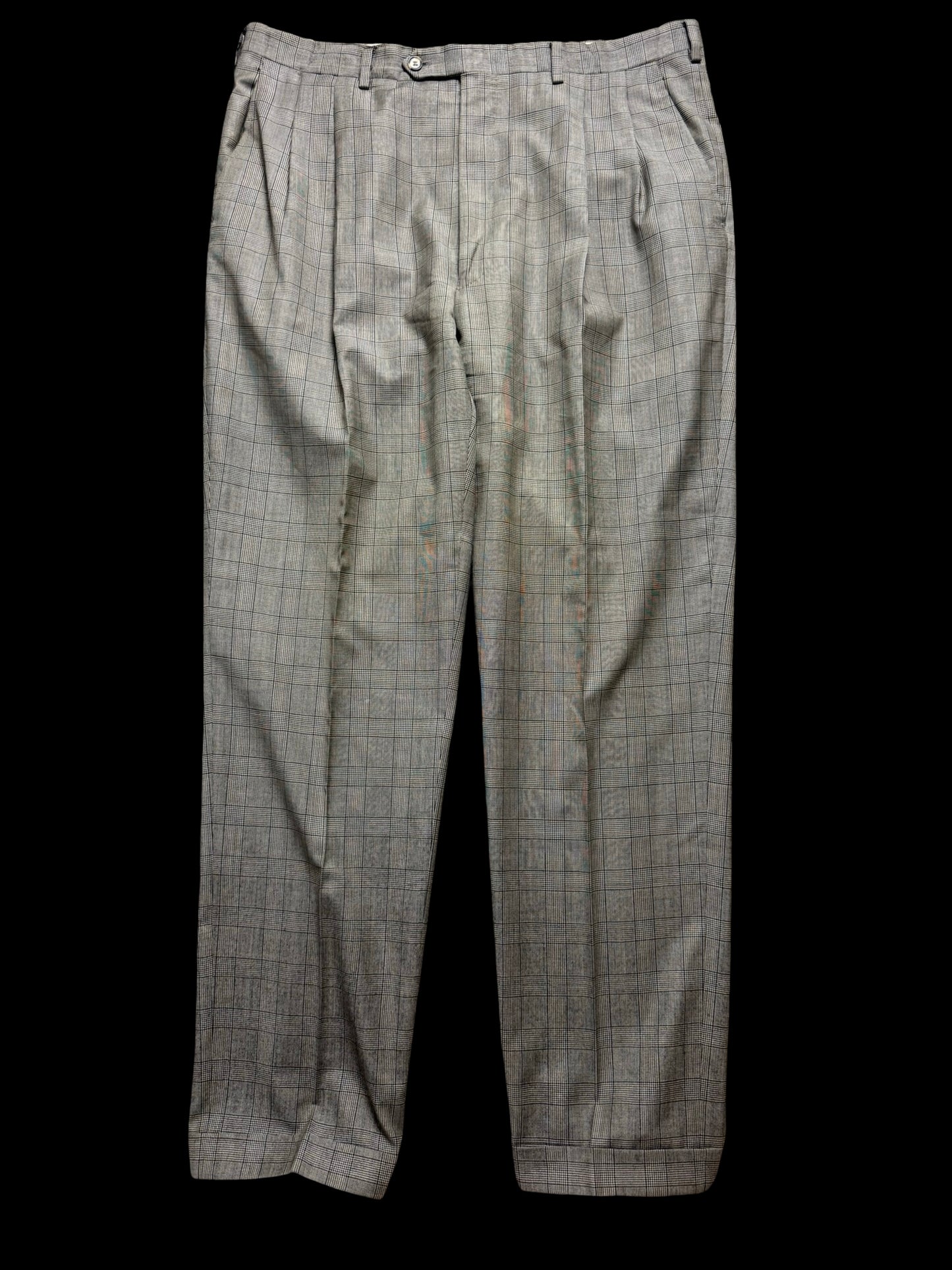 GIEVES & HAWKES Grey Prince Of Wales Wool Suit Size 44L/ W38L Savile Row