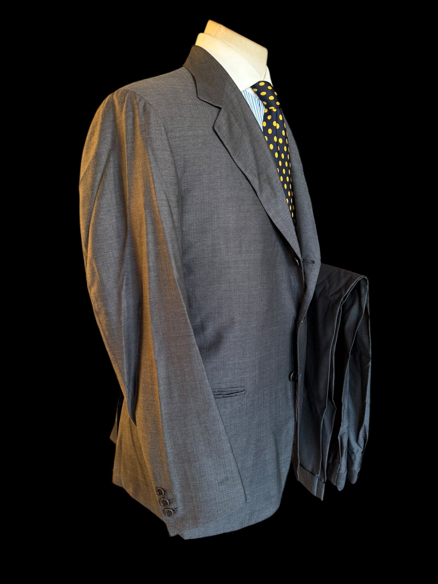 Bespoke Tommy Giulio Caraceni Grey Herringbone Suit 41S/ W34” Lightweight Wool