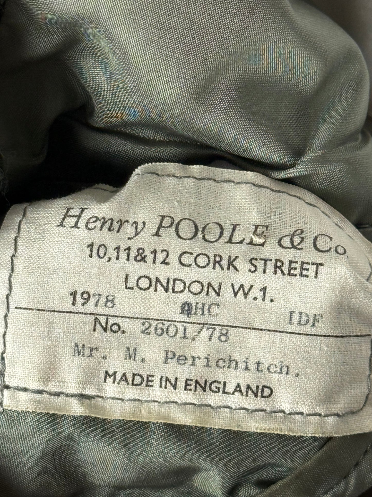 Bespoke Henry Poole Savile Row Tweed Sport Coat 44S/R Herringbone Green 1978