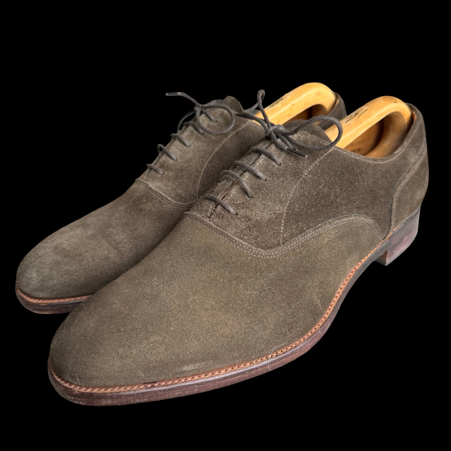 Alfred Sargent Khaki Brown Suede Oxford Shoes Mens UK 9.5 F US 10.5 EU 43.5