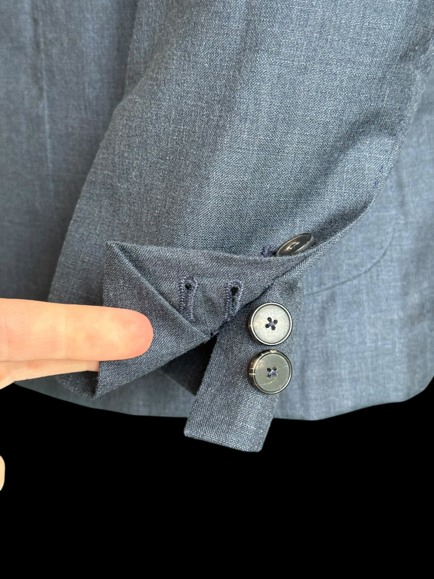 Men’s Reiss Double Breasted Suit 40R / W34” Slim Fit Wool Linen Silk Blue
