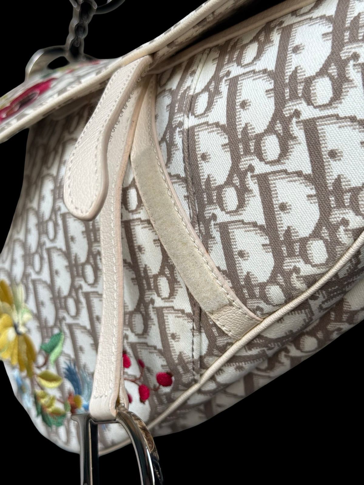 Christian Dior Oblique Floral Embroidered Saddle Bag John Galliano 2005