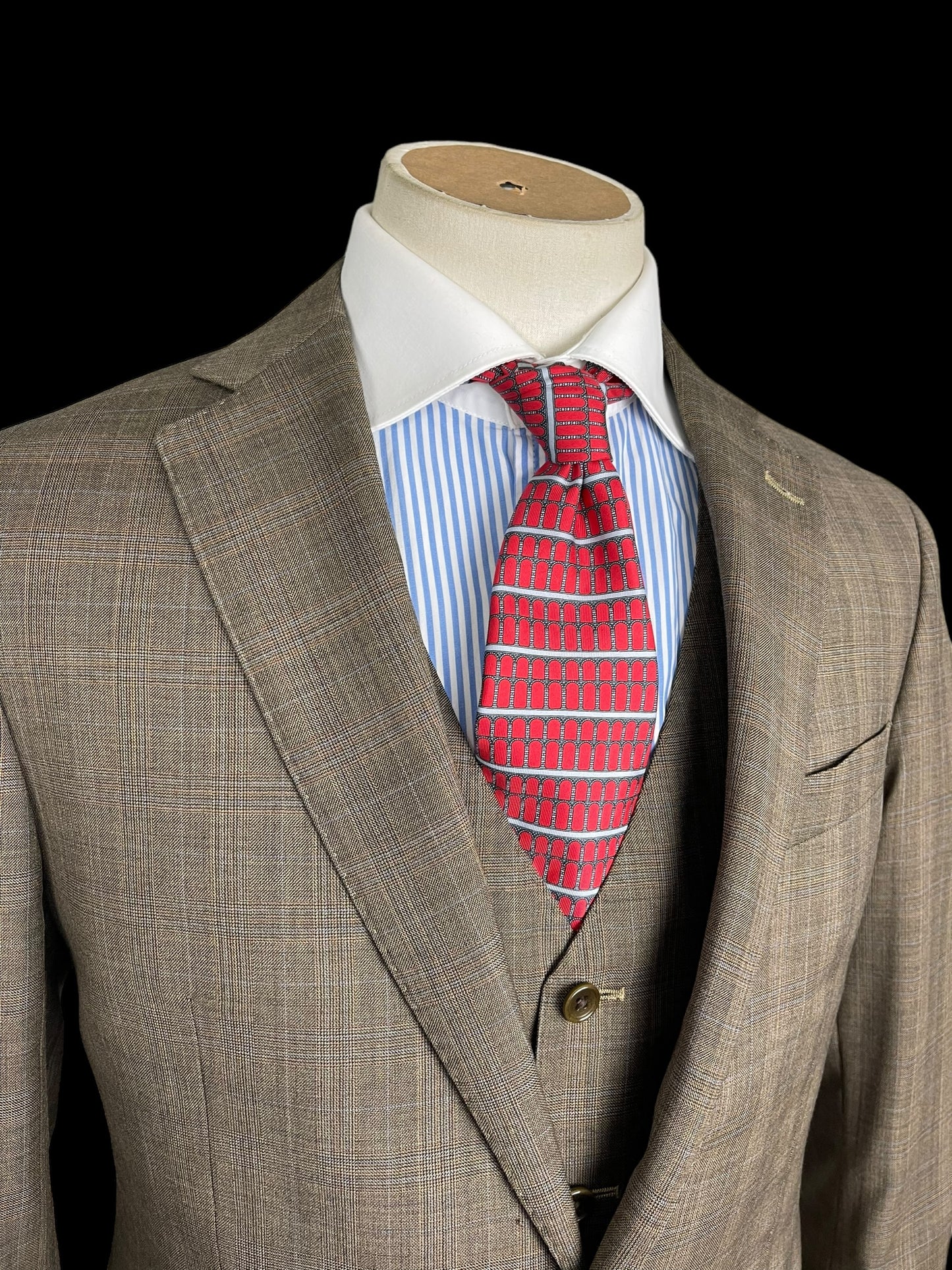 Jasper Littman Savile Row Brown 3pc Suit 40/41S W36” Huddersfield Glen Check