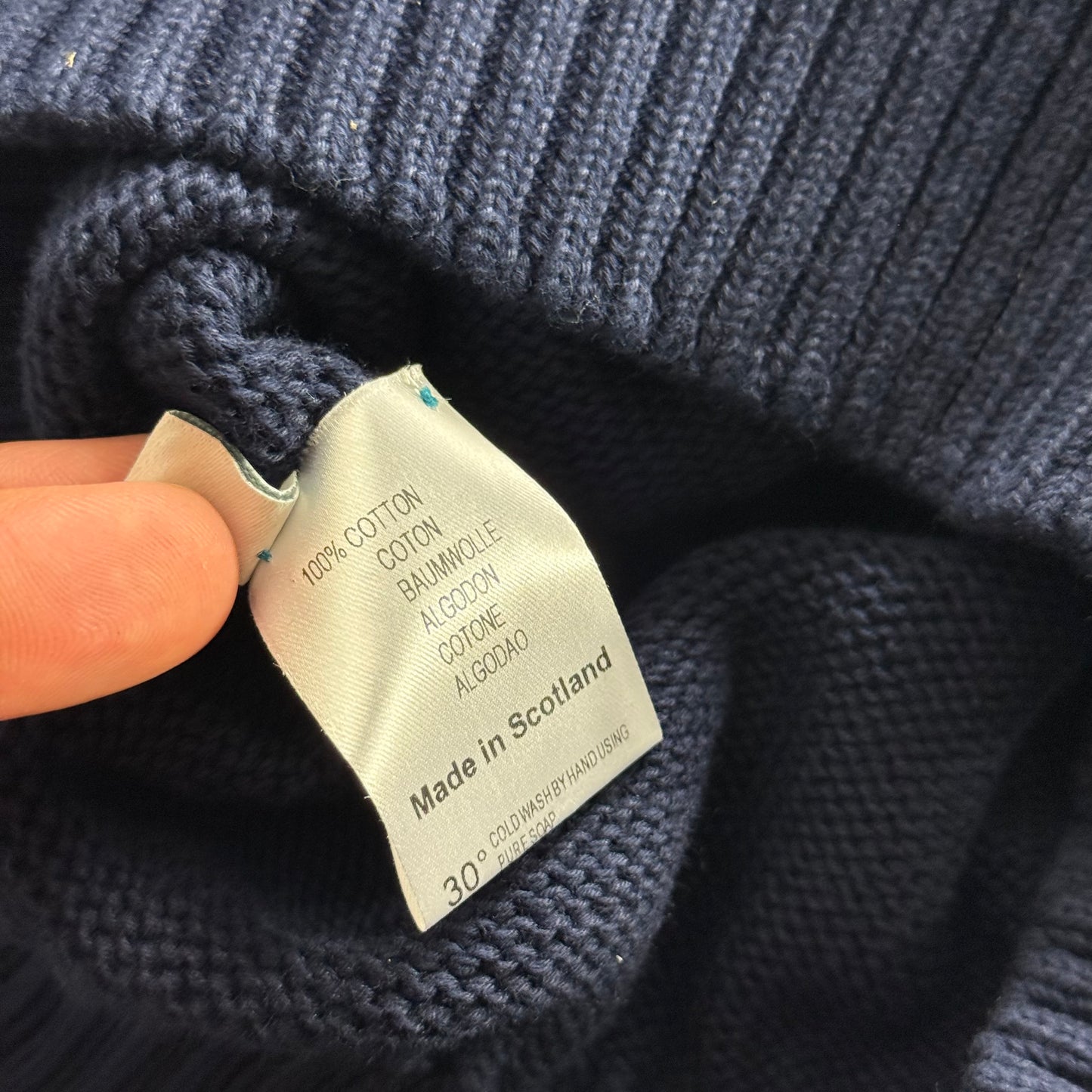 BNWT Malloch’s Kielder Fisherman’s Knit Jumper Size Navy Blue RRP £285